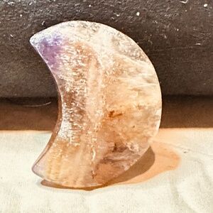 Rainbow Fluorite Crescent Moon Polished Crystal Moon Yellow Purple Banding